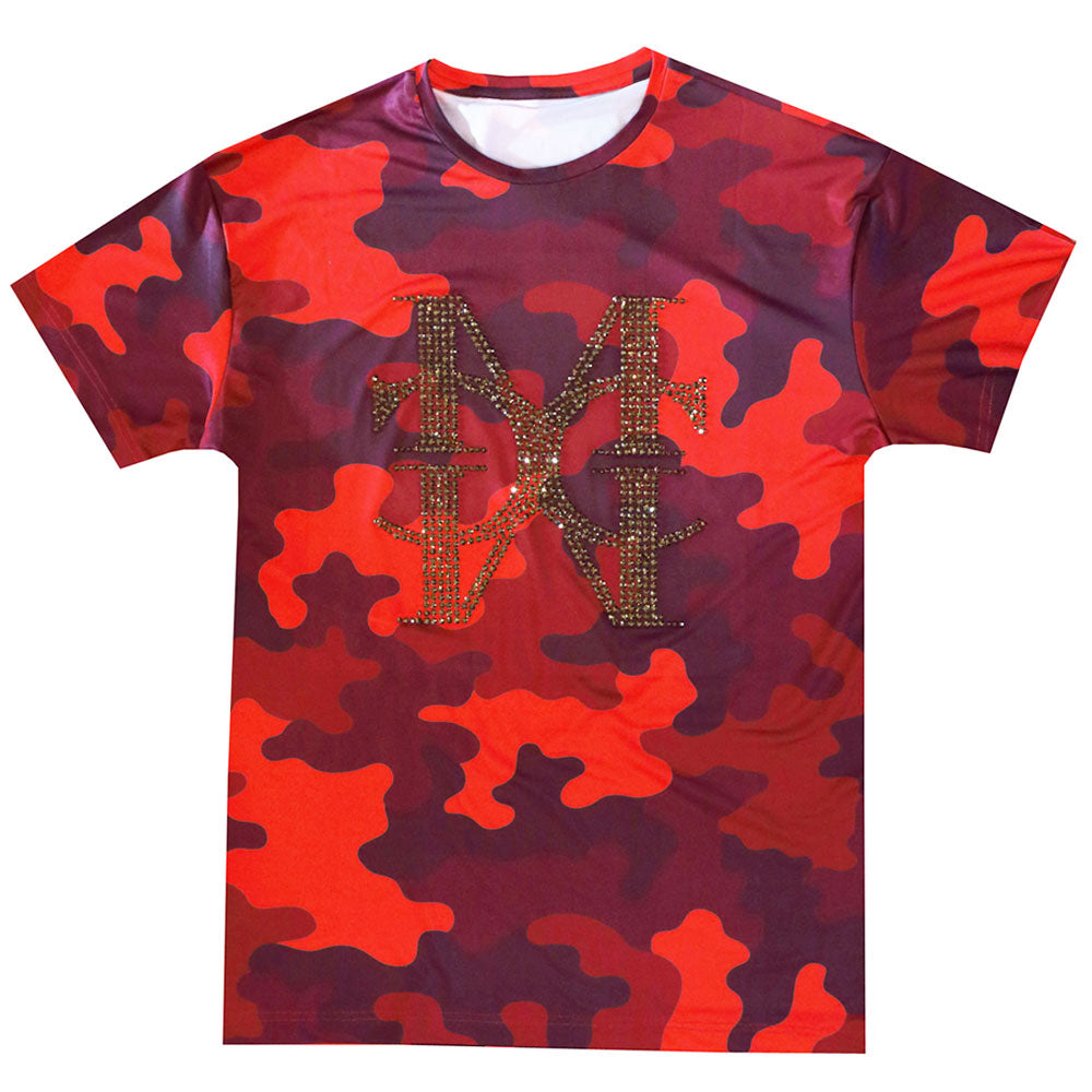 Camo logo red crystal T-shirt